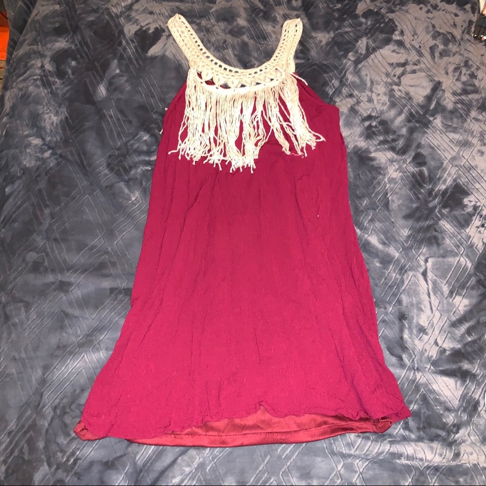 Maroon sun dress with crochet top